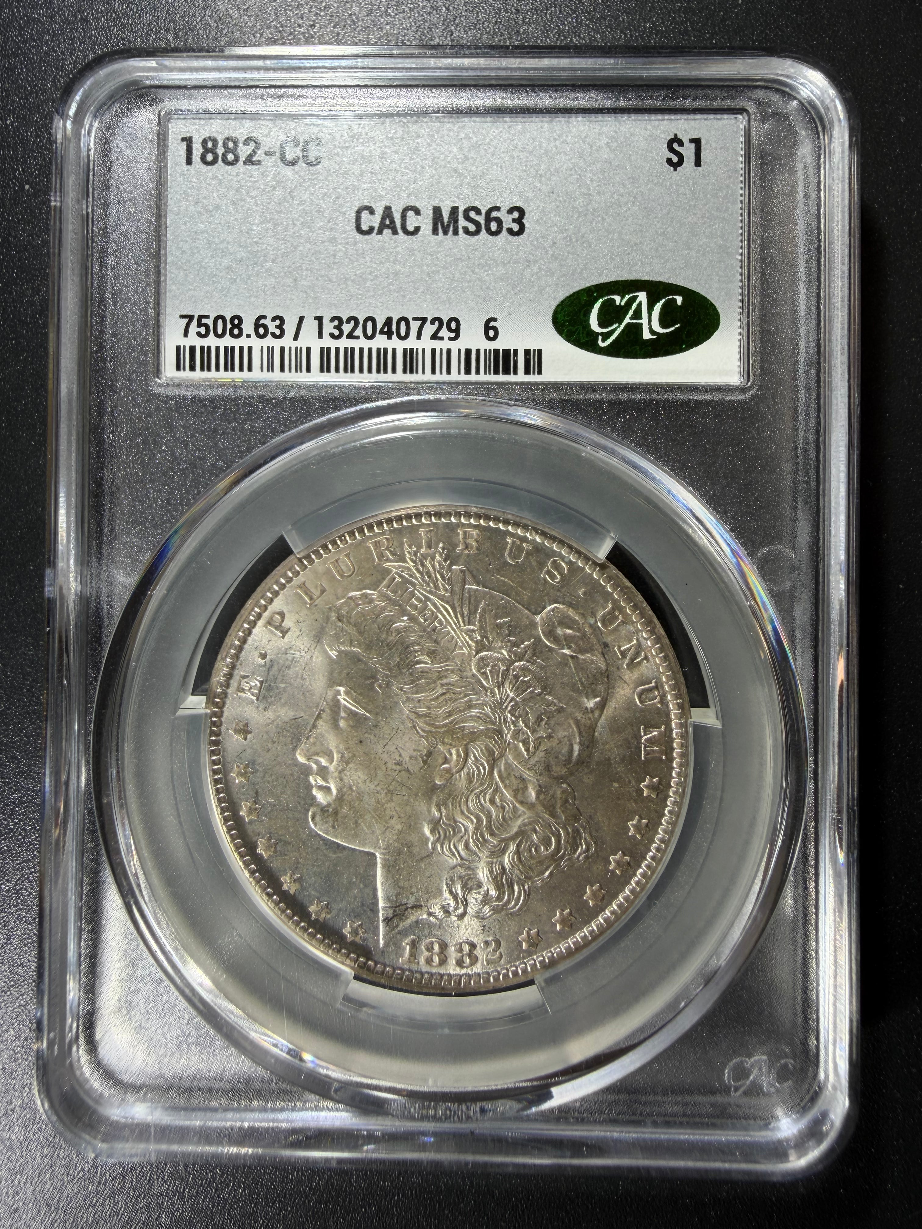 1882 CC Morgan Dollar CACG MS 63